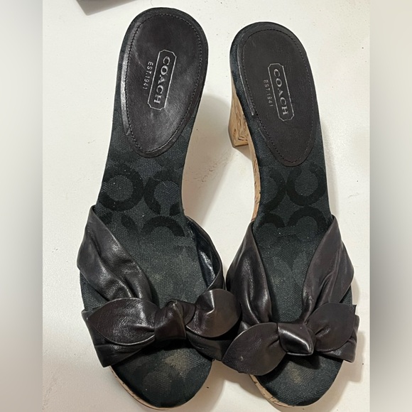 Coach | Shoes | Coach Black Satin Bow Mules | Poshmark